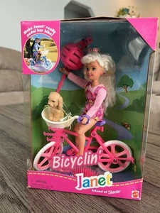 Vintage ERROR Mattel 1996 BICYCLIN' JANET Friend of Stacie 8" Doll & Bike #16735 - Picture 1 of 7