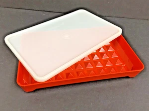 TUPPERWARE CONTENEDOR HOT DOG CON TAPA ROJO RECTÁNGULO 11" X 6 1/2" DE COLECCIÓN - Imagen 1 de 8