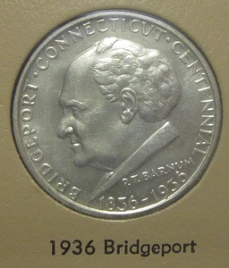 1936 P (Philadelphia)  BRIDGEPORT SILVER COMMEMORATIVE HALF DOLLAR. B/UNC - Picture 1 of 2