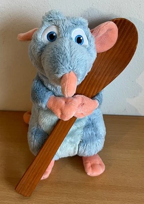 Disney Ratatouille Remy Plüschtier Maus Blau 29cm mit Holz Kochlöffel - Bild 1 von 2