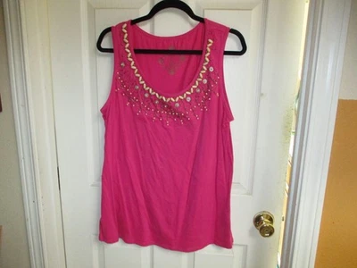 Avenue 装饰串珠亮片热粉色棉质背心波西米亚 - 14/16 — 第 1/4 张图片