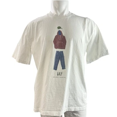 GAP 男式白色棉质短袖经典合身图案 T 恤上衣 M 码 — 第 1/4 张图片