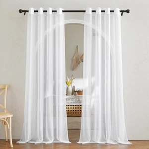 White Sheer Curtains 84 inches Long - Home Decoration Grommet Airy & Lightwei... - Picture 1 of 7