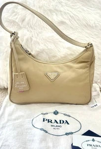 NEW Prada Re-edition 2005 Nylon Saffiano mini bag Desert Beige with silver - Picture 1 of 5