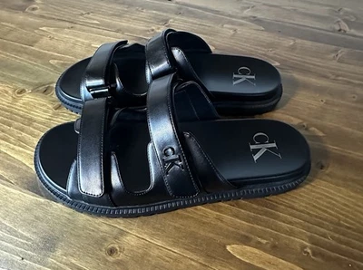 Sandalia para mujer Calvin Klein negra con doble correa talla 11M Foto 1 de 4