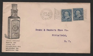 US 1895 SOUTH BOSTON MA FLAG CANCEL PRIZE MEDALS PEERLESS GLOSS AD COVER - Picture 1 of 2