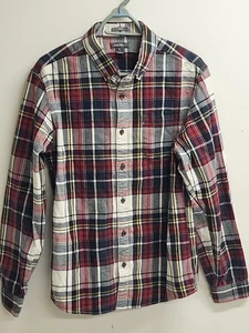 Eddie Bauer Shirt Adult Large Blue Red White Heavy Cotton Flannel Mens Outdoor - Picture 1 of 10