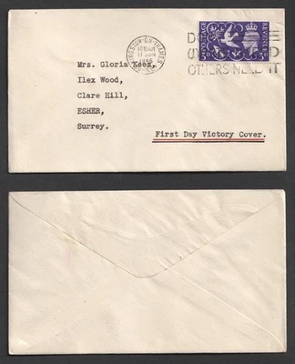 1946 3d Victory Peace FDC. Dont Waste Bread Slogan Kingston First Day Cover. 492 - Image 1 of 3