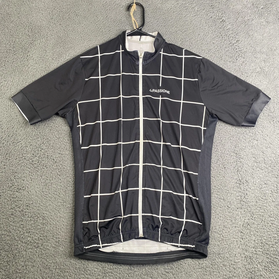 Camiseta deportiva de ciclismo La Passione para hombre XL negra blanca rejilla cremallera completa manga corta carretera Foto 1 de 4