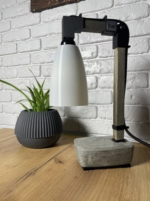 Lámpara de Escritorio Industrial Loft Iluminación de Mesa Moderna Hecha a Mano Hormigón Madera 3DPlástico Foto 1 de 4