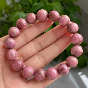 12mm Natural Red Rhodonite Quartz Crystal Gemstone Beads Bracelet - Picture 1 of 6