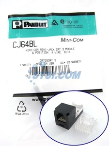 Módulo Jack Panduit Cat3 Mini-Com, Negro CJ64BL ~STSI - Imagen 1 de 3
