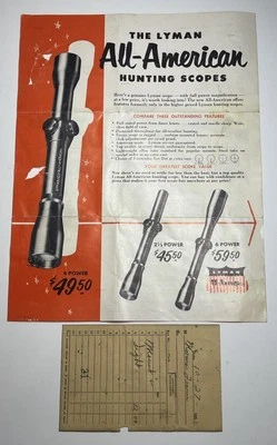 Publicidad de colección Lyman All American Scope ¡con recibo de montaje de armero antiguo!  Foto 1 de 4