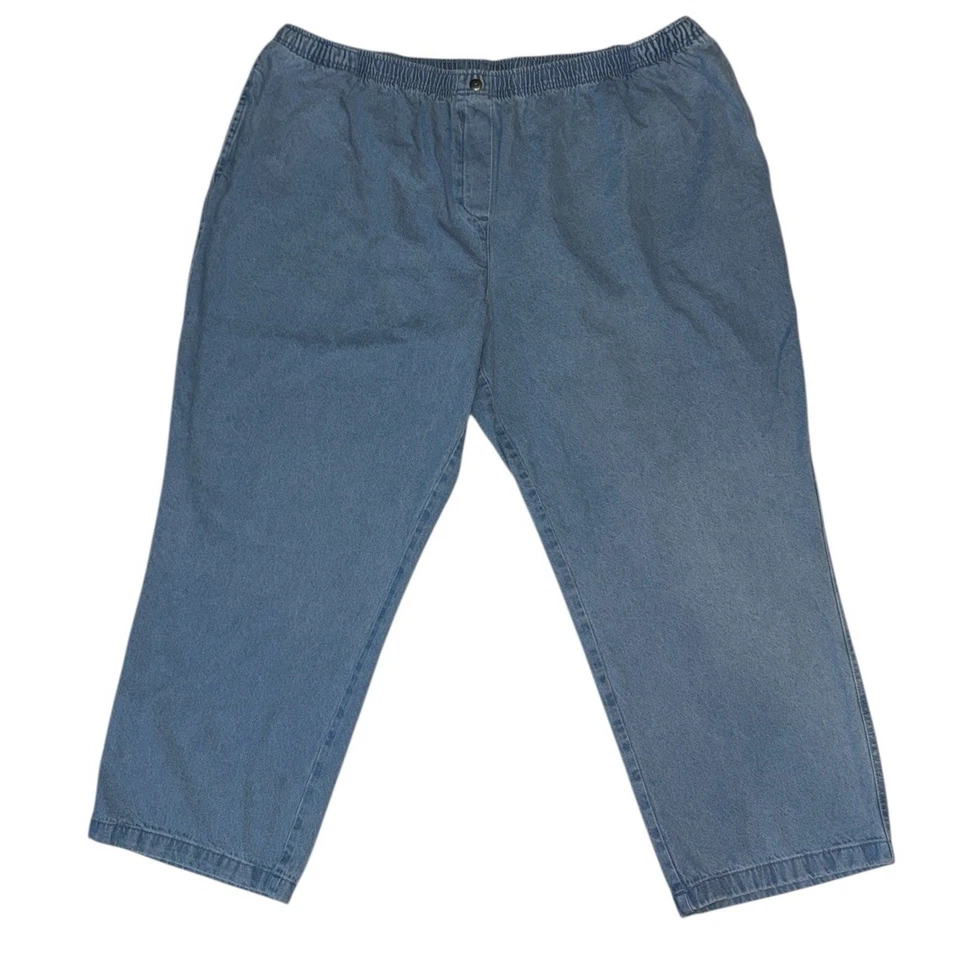 Woman Within Elastic Waist Comfort Womens Pull On Jeans Plus SZ 36W 100% Cotton - Image 1 of 4