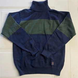Tommy Hilfiger Vintage Para Hombre Talla Pequeña Verde Azul Cuello Alto Suéter Cresta‎ - Imagen 1 de 5