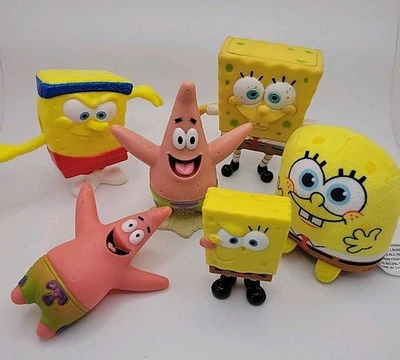 Lote De 6 Figuras De Peluche Bob Esponja Pantalones Cuadrados Patricio PVC Posables De Colección y Ahora Foto 1 de 4