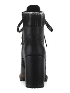 SUN STONE Womens Black Lace Up Octavia Round Toe Block Heel Hiking Boots 6 M - Picture 1 of 8