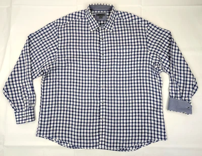 Camisa Johnston & Murphy Azul Blanco Cuadros Ajuste a Medida Botón Hombres 2XL, Puño Abatible Foto 1 de 4