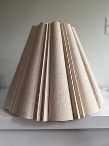 Vintage Lamp Shade WIDE Gathered Pleated Linen Texture Cream Off White Large - Picture 1 of 11