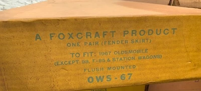 Faldas guardabarros traseras de metal Foxcraft nuevas de stock para Oldsmobile 1967 excpt 98, F85, St Wgn Foto 1 de 4