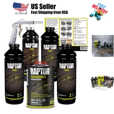 Raptor Black Urethane Spray-On Truck Bed Liner Kit, Protective Paint with Spr... - Изображение 1 из 4