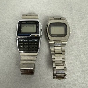 Lote 2 Relojes Hombre Casio Data Bank 150, Reloj Digital Seiko Cuarzo LC *Para Piezas - Imagen 1 de 12
