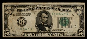 FR 1951-F $5 1928 A Federal Reserve Note US - SKU-CA1803 - Picture 1 of 2