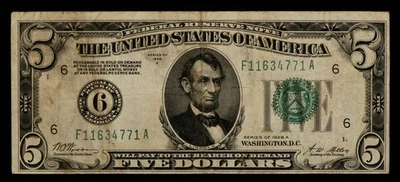 FR 1951-F $5 1928 A Federal Reserve Note US - SKU-CA1803 - Image 1 of 2