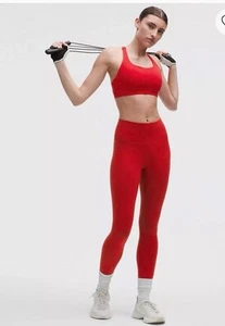 NUEVO Leggings Lululemon Wunder Train tiro alto recortados 25" ajustados rojos talla 2 - Imagen 1 de 7