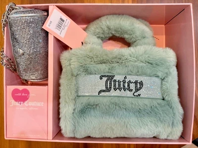 Juicy Couture Mini Bolso de Mano y Barril Verde Claro Bling Monedero Conjunto de Regalo Y2K $99 Foto 1 de 4