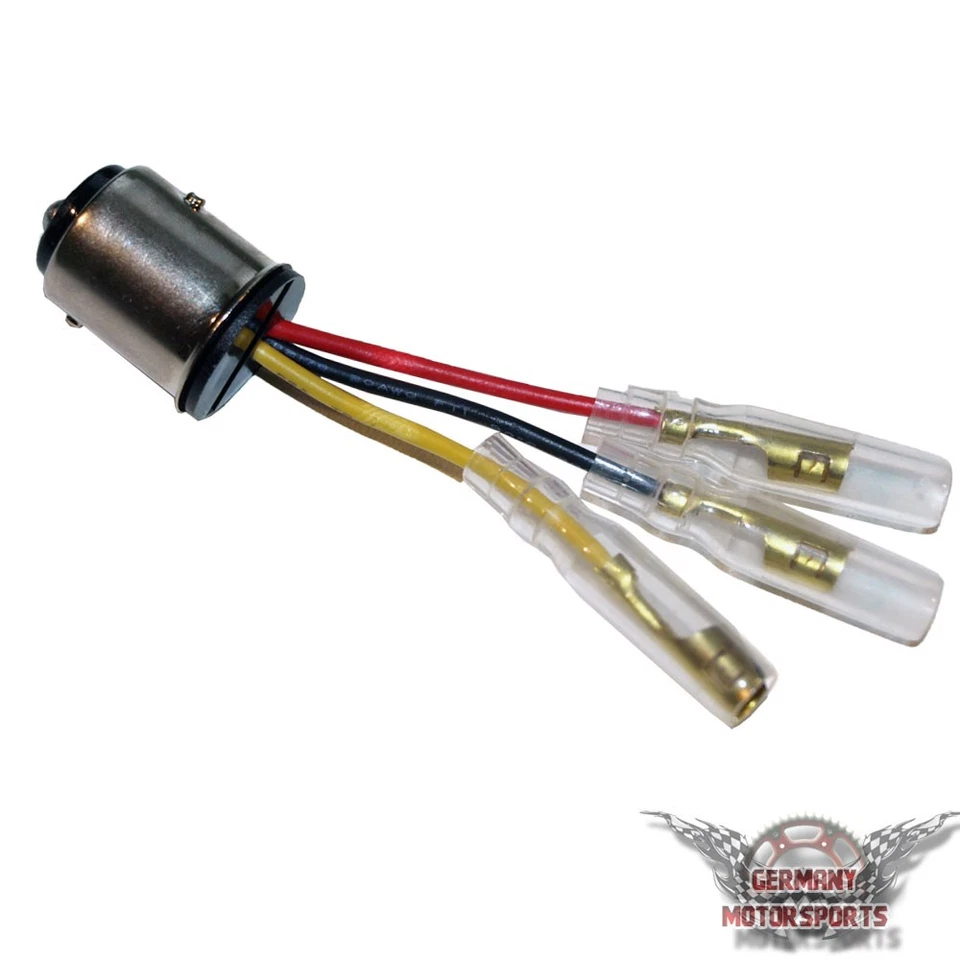Motorrad Universal Rücklicht Adapter Kabel Typ 2 für Birnenfassungen BAY15D - Bild 1 von 1