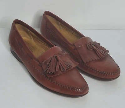 Zapatos Mocasines Santoni Relajados Hombres Talla 10 Cuero Marrón Borlas Zapatos de Vestir Italia Foto 1 de 4