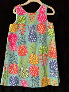 Tommy Bahama Girls Dress Size 5 Blue Pineapple Sleeveless Beach Vacation Hawaii - Picture 1 of 9