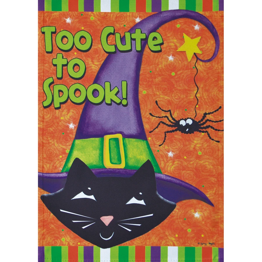 DEMASIADO LINDO PARA ASUSTAR GATO 28" X 40" BANDERA DE PORCHE 26-2682-138 ¡VOLTEARLO! LLUVIA O SOL Foto 1 de 1