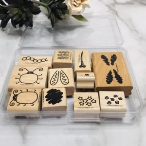 Stampin’ Up! Two Step “Bug Builders” Rubber Stamp Set. Wood Mounted 11 Piece Set - Picture 1 of 6