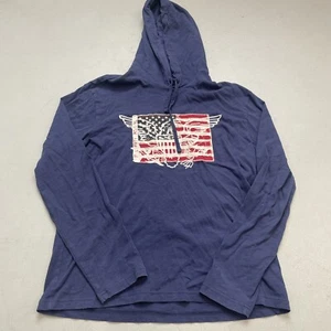 POLO RALPH LAUREN USA Flag & Eagle on Navy Blue Long Sleeve Hoodie Shirt M - Picture 1 of 7