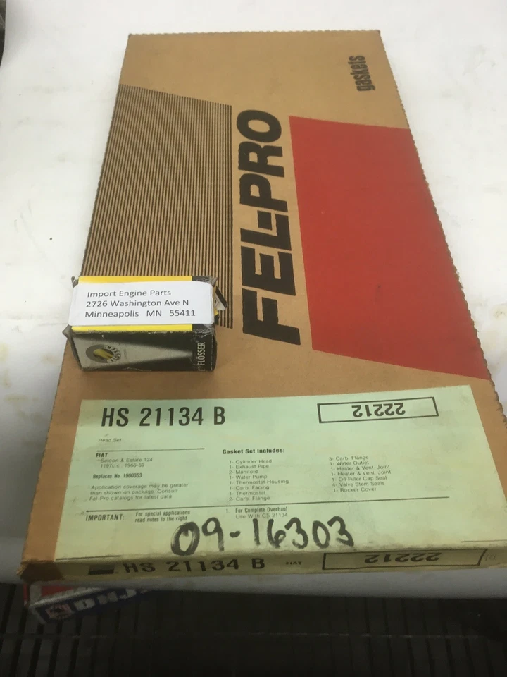 CONJUNTO DE JUNTA DE CABEÇA DE CILINDRO COMPATÍVEL COM FIAT 124 SEDAN 1197cc OHV 1966-1969 09-16303 - Imagem 1 de 2