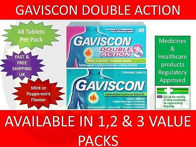 Gaviscon Double Action Pick Flavour Chewable 48 Tablets Value Packs • 10.71£