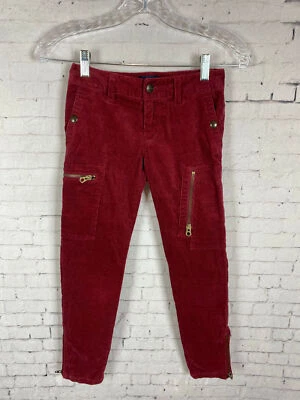 Ralph Lauren Corduroy Pants Size 8 Girl's Red w/ Zippers (C18) - Imagem 1 de 4