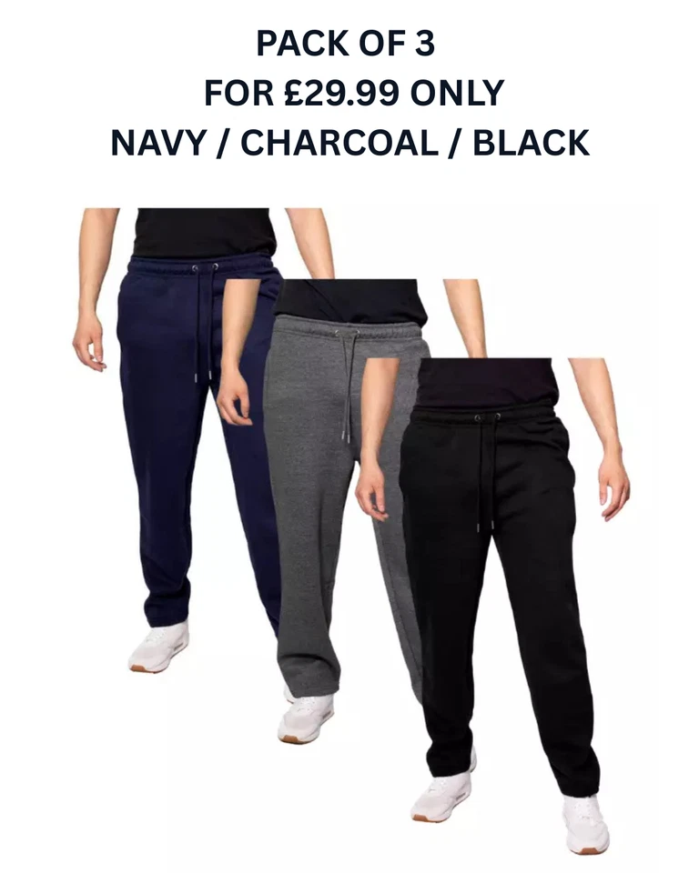 Men's Regular Fit Open Hem Joggers Tracksuit bottom Trousers Track Pants  (2230) - Image 1 of 1