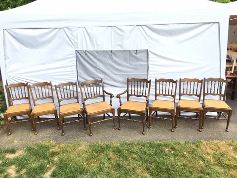 Pennsylvania House Spindle Back Rush Seat Walnut Stained Dining Room Chairs Cover