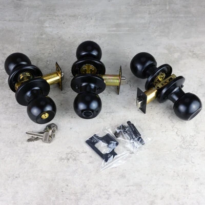 HANDLESTORE® Locking Door Knobs - Entrance, Privacy or Passage Matt Black handle - Image 1 of 4