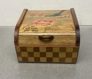 Vintage Occupied Japan Trinket Or Cigarette Wooden Box Sliding Lid - Picture 1 of 12
