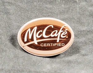 McDonald's McCafe Certified Employee Crew Lapel Hat Pin Fast Food Advertising 1" - Picture 1 of 3
