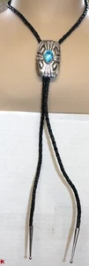 Bolo Vintage Navajo Nativo THOMAS CANTANTE Plata Esterlina Abeja Durmiente TURQUESA - Imagen 1 de 11