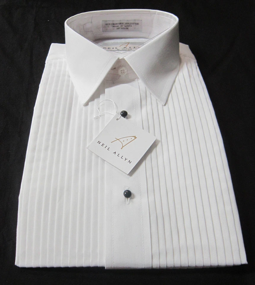 Nueva Camisa Esmoquin Plisada Cuello Caído Blanco Neil Allyn Grande para Niños Portador de Anillos Foto 1 de 1