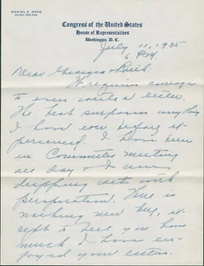Daniel A. Reed SIGNED AUTOGRAPHED Congressional Letterhead Cornell Football 1935 - Picture 1 of 3