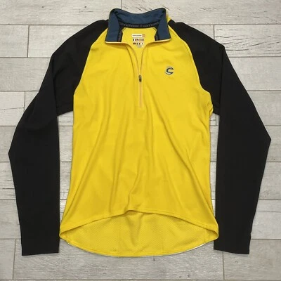 Camisa de Ciclismo Cannondale Para Hombre Grande Amarilla Negra 1/2 Cremallera Manga Larga Waffle Foto 1 de 4