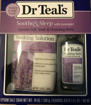 Dr Teal's Lavendel 414ml Epsom Salz Aufweichen & Schäumend Bad Beruhigung & - Bild 1 von 2