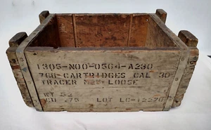 Vintage Holz Kleinwaffen Munitionskiste Stahlbänder 30 Cal Tracer M25 lose - Bild 1 von 6